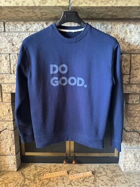 Cotopaxi Men's “Do Good” Crewneck Sweatshirt Navy Blue Organic Cotton Size M